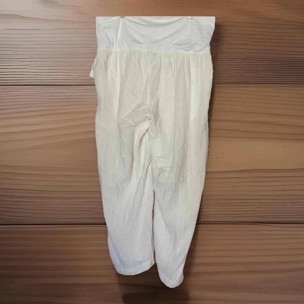 NWT Old Navy Maternity Gauzy White Fold Over Beach Vacation Pants XL Palazzo